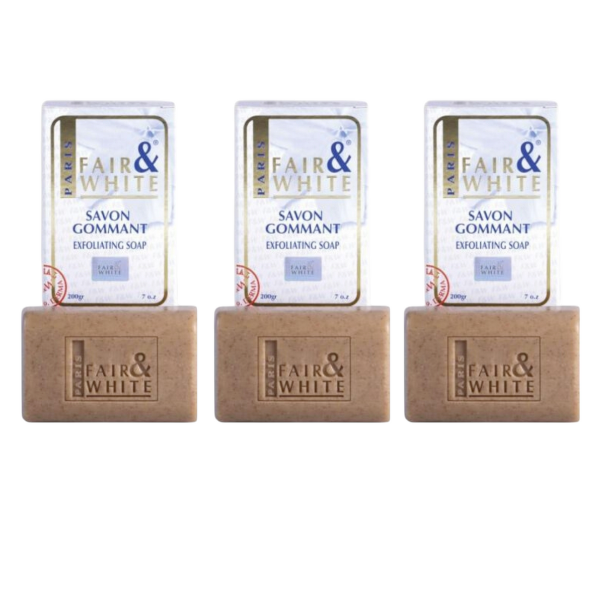 FAIR & WHITE Original Exfoliating Soap - 200g / 7oz – 3Set Skin Brightening Soap, Cleansing Bar, Formulated to Fade Dark Spots: