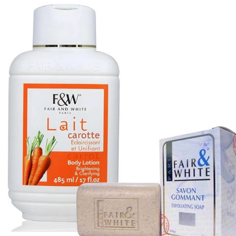 FAIR & WHITE Original Carrot Moisturizing Body Lotion And Bar Soap Set - Brightening & Clarifying Body Lotion