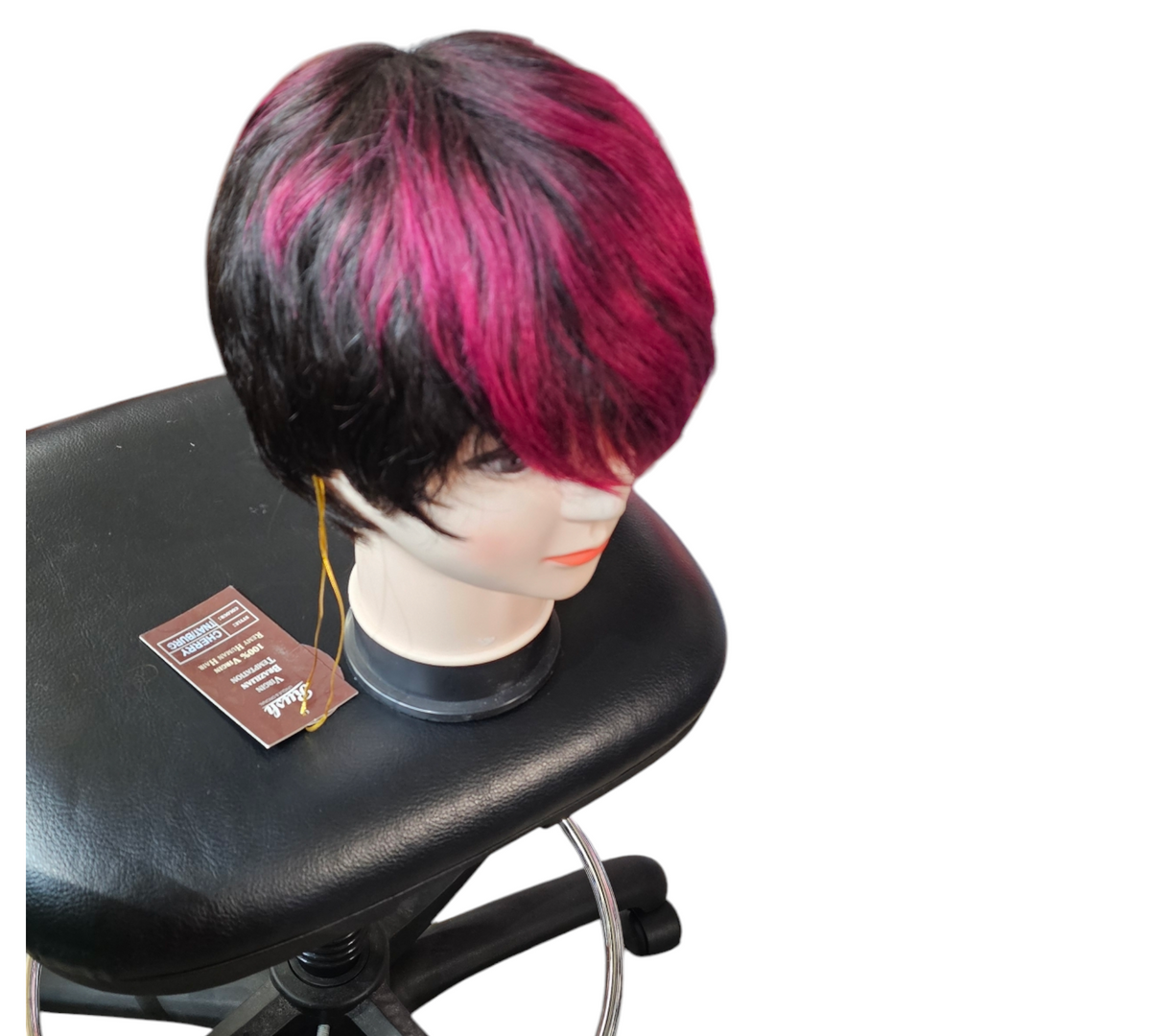 Pixie Cut Human Hair Wigs with Bangs Ombre And Black  Color Wigs Cute Brazilian Short Black and Burgundy Layered