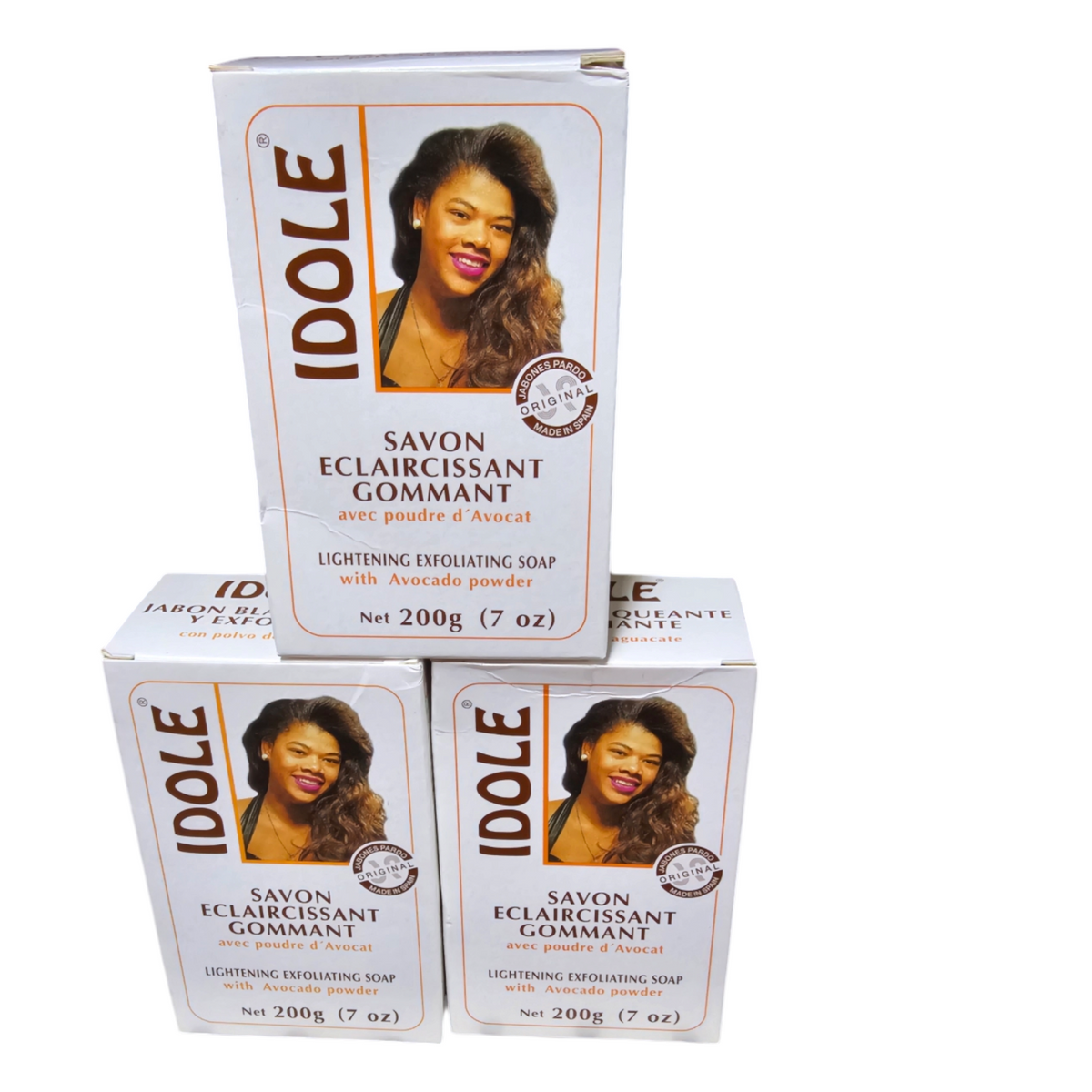 Idole Brightening Exfoliating Soap with Avocado Seed Powder, 3-Pack, Net 200g