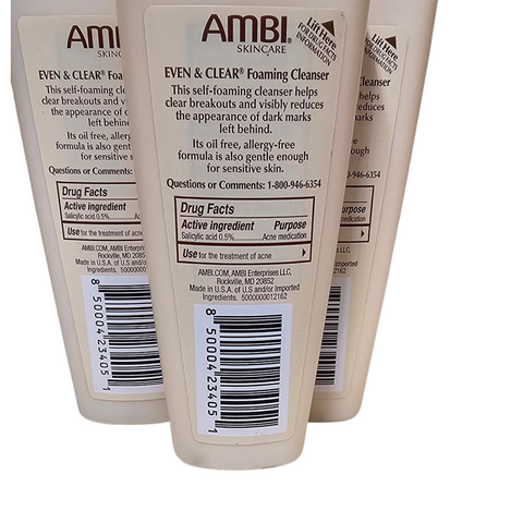 Ambi Even and Clear Foaming Cleanser (6oz) pack of 3