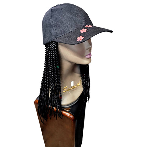 Hat Wigs Baseball Cap with Senegalese Twist Braids Hair extensions Hat With Braided Hair attached for Black White woman (22inch