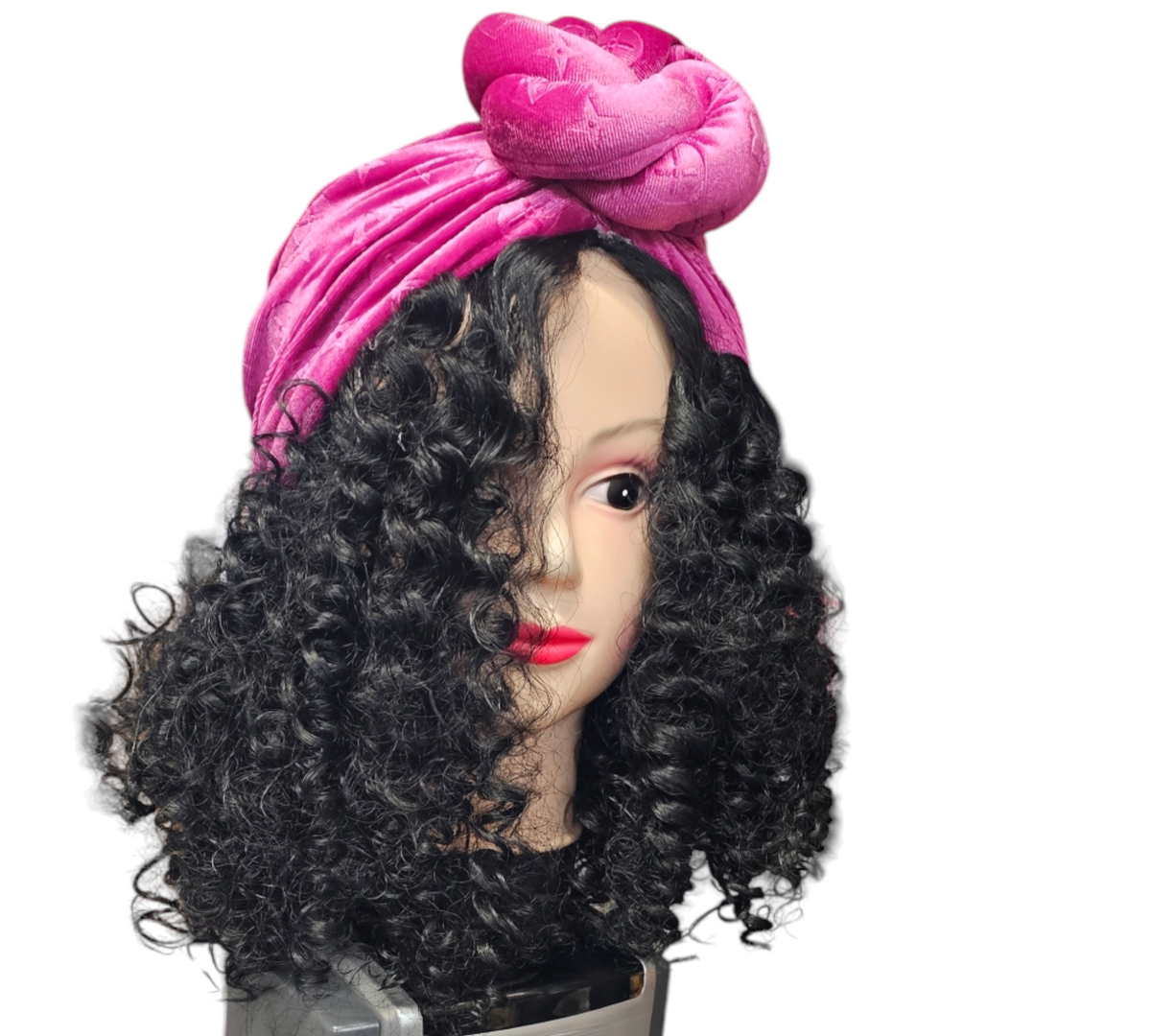 Beautiful Deep  Synthetic Curl Wig With Updo Head_Wrap Wig Attachment For Everyday Wear