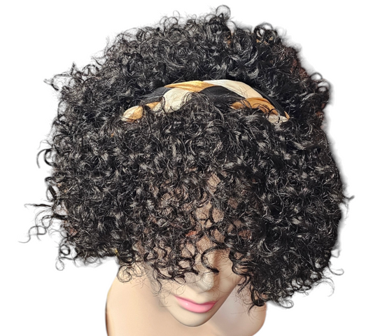 Sexy Stylish Bouncy Curl With A Headband Attachment Bring Elegant Back To Wig, No More Boring Everyday Wear Wig