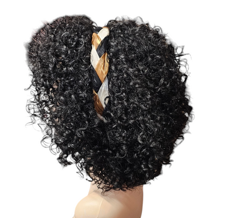 Sexy Stylish Bouncy Curl With A Headband Attachment Bring Elegant Back To Wig, No More Boring Everyday Wear Wig